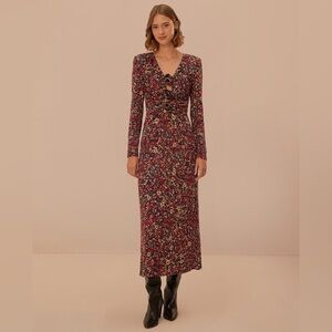 FARM Rio Burgundy Floral Maxi Dress